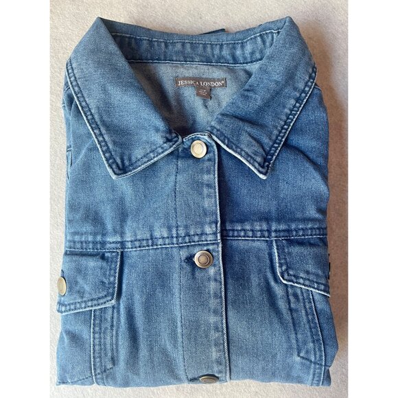Jessica London Women's Denim Jacket Size 26W Button-Up Collared Long Sleeve - Picture 4 of 13